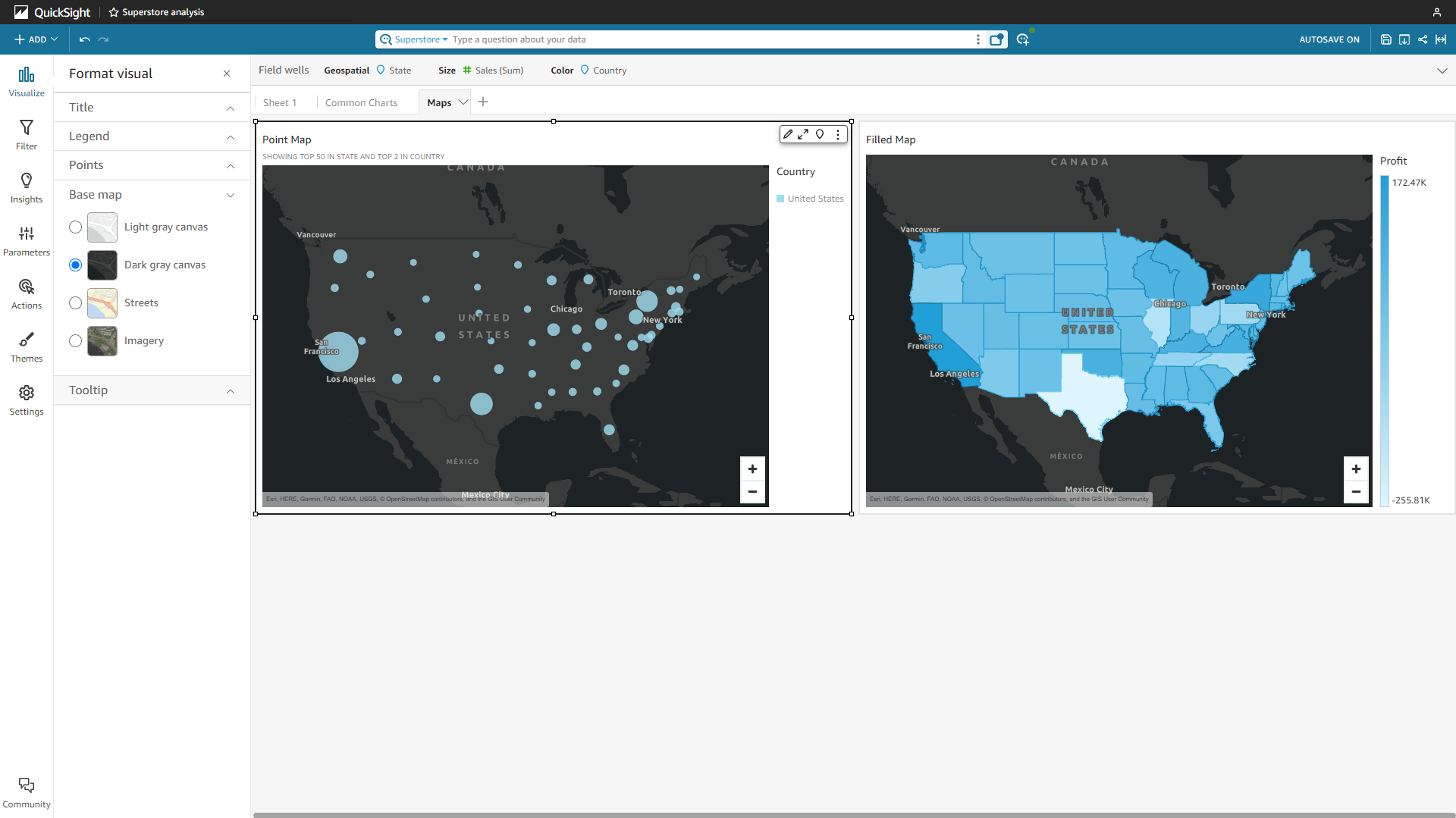 Figure 2-56 Map - Amazon QuickSight